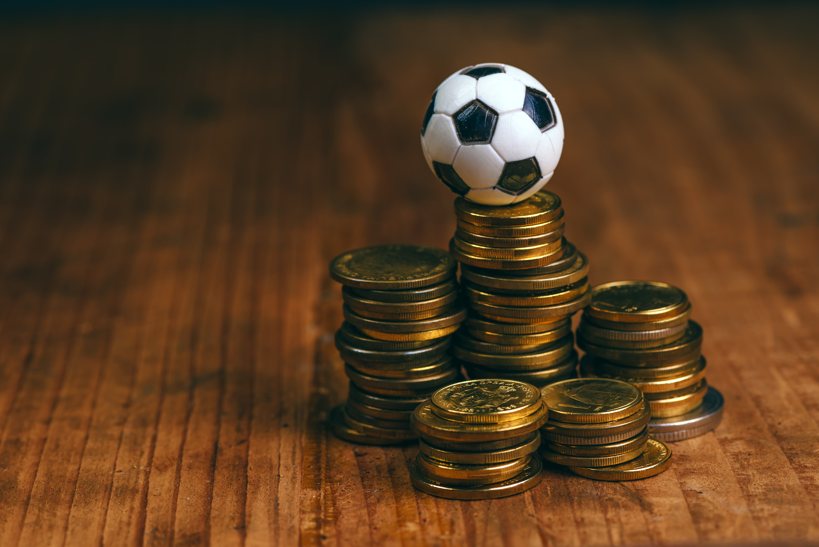 Soccer bet concept with football and money